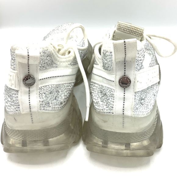 STEVE MADDEN Maxima White Rhinestone Sneakers - Picture 5 of 9